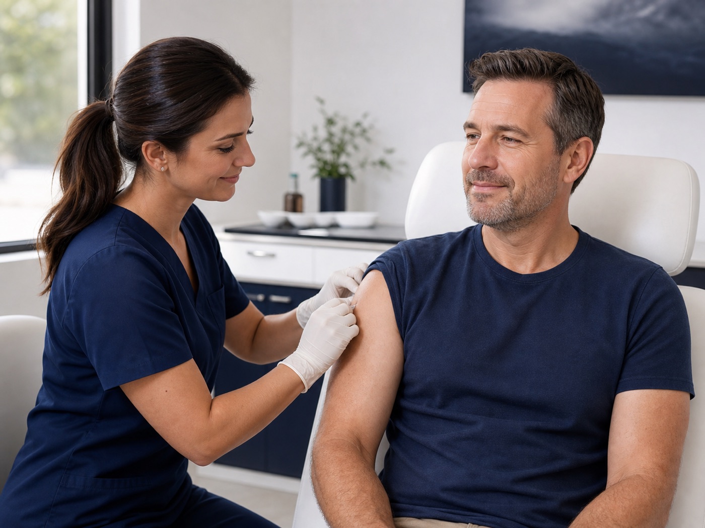 Clinician administering a micronutrient injection
