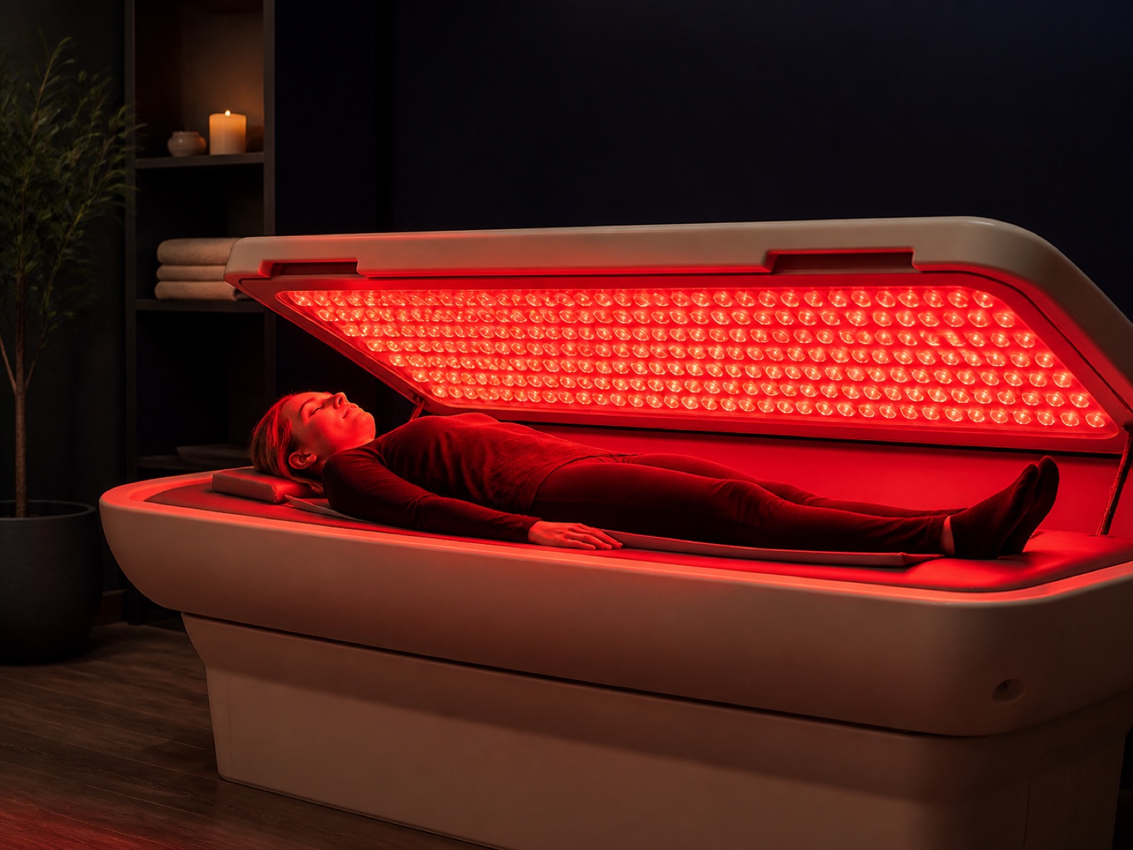Red light therapy treatment in a wellness clinic